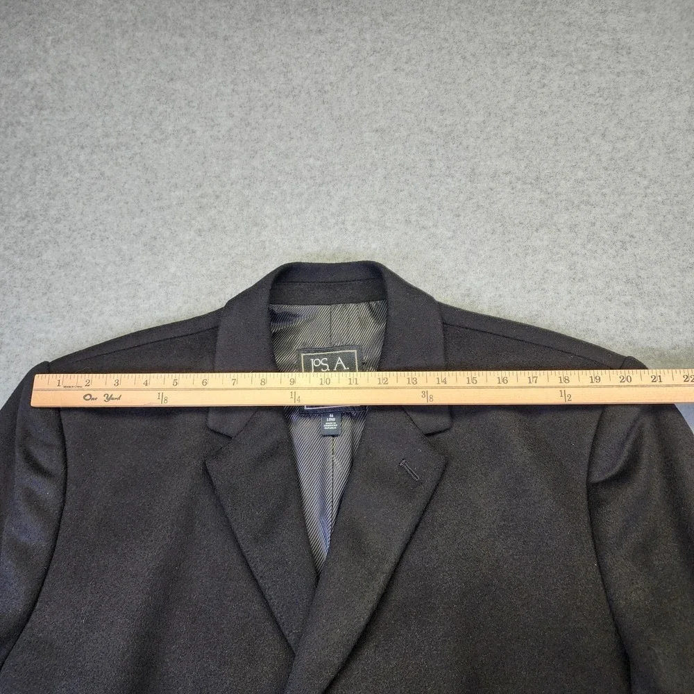 Jos A Bank Executive Men's‎ 46L LONG Black Wool Blend Tweed Overcoat Top Coat